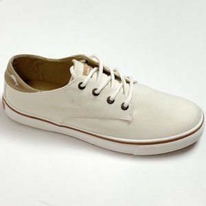 NEW Tommy Bahama Dicot Pines Bleached Sand Light Beige Canvas Men's Deck Shoes